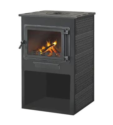 Фото Камин ЭТНА (Панорама) с плитой "Антрацит" Ø150мм в магазине Woodson