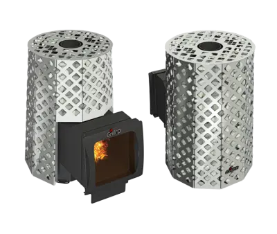 Фото Дровяная банная печь Grill'D Violet Steel Romb Long Window Max в магазине Woodson