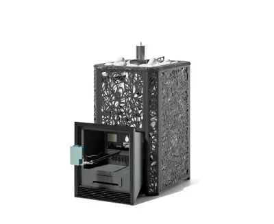 Фото Печь Изистим Ялта 25/2025 Хохлома черный, ГГУ-40  в магазине Woodson