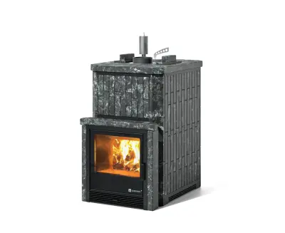 Фото Печь Изистим Южная 9 закрытый верх с топкой из парной - Камень Пироксенит в магазине Woodson