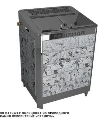 Фото Электрическая паротермальная печь 12 кВт/380 ПАРиЖАР облицовка  серпентенит "премиум" в магазине Woodson