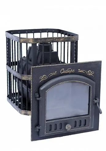 Фото Печь банная чугунная "Сибирь-24". Каминная дверца "Сибирь" 545х545 (Сетка) в магазине Woodson