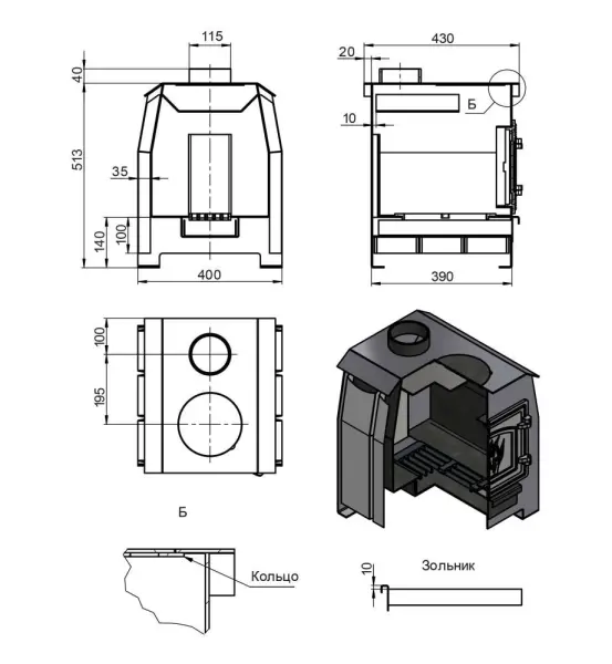 Фото Печь отопительная Везувий "Комфорт 70" (ДТ-3С) в магазине Woodson