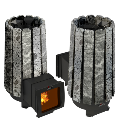 Фото Дровяная банная печь Grill'D Cometa Vega 240 Long Max Pro Stone (Серпентинит) в магазине Woodson