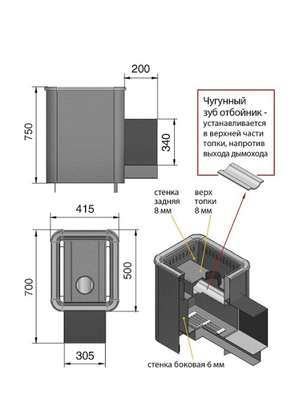Фото Печь ВЕЗУВИЙ Русичъ Антрацит 22 (220) в магазине Woodson