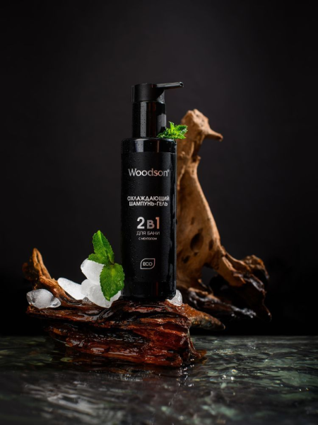 Охлаждающий шампунь-гель 2 в 1 после бани с ментолом