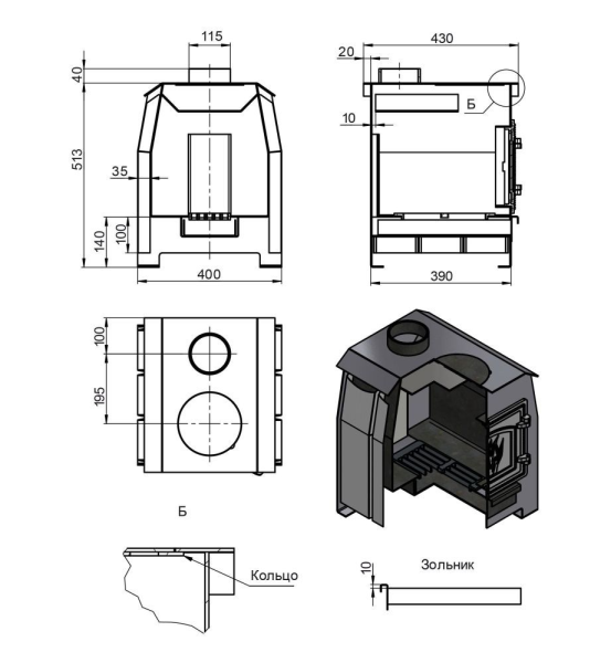 Фото Печь отопительная Везувий "Комфорт 70" (ДТ-3С) в магазине Woodson