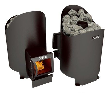 Фото Дровяная банная печь Grill'D Aurora 160 Long (дверца со стеклом) в магазине Woodson