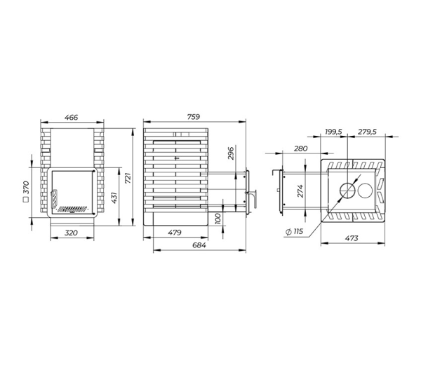 Фото Печь банная "РАДА ТЕРМА 2026" ОК 6мм 20L, дверца стальная в магазине Woodson