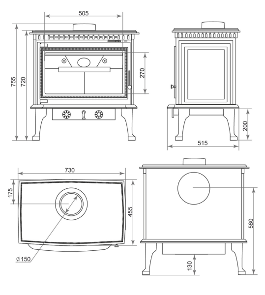 Фото Печь-камин Везувий RICH-15 "Антрацит" в магазине Woodson