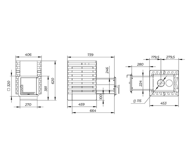 Фото Печь банная "РАДА ТЕРМА 2026" ОК 4мм 16L, дверца стальная в магазине Woodson