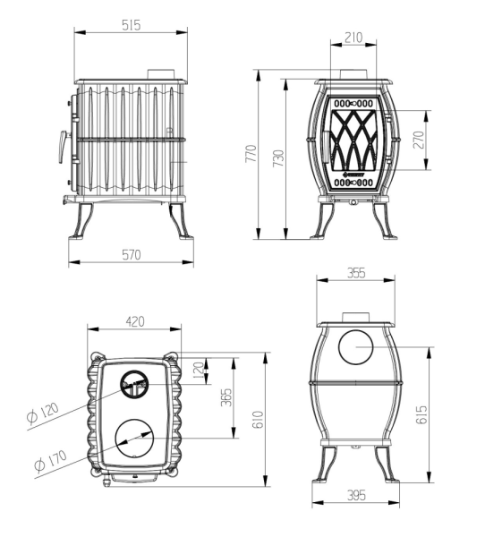 Фото Печь-камин Везувий BX-09 "Антрацит" в магазине Woodson