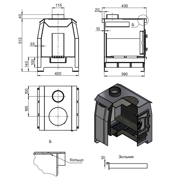 Фото Печь отопительная Везувий "Комфорт 70" (ДТ-3) в магазине Woodson