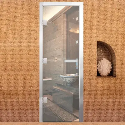 Дверь Хамам Престиж 60G Прозрачная 1900*700 R, без порога