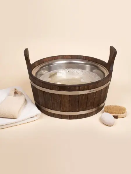 Шайка Woodson с нержавеющей вставкой, 15 л., дуб в тёмном